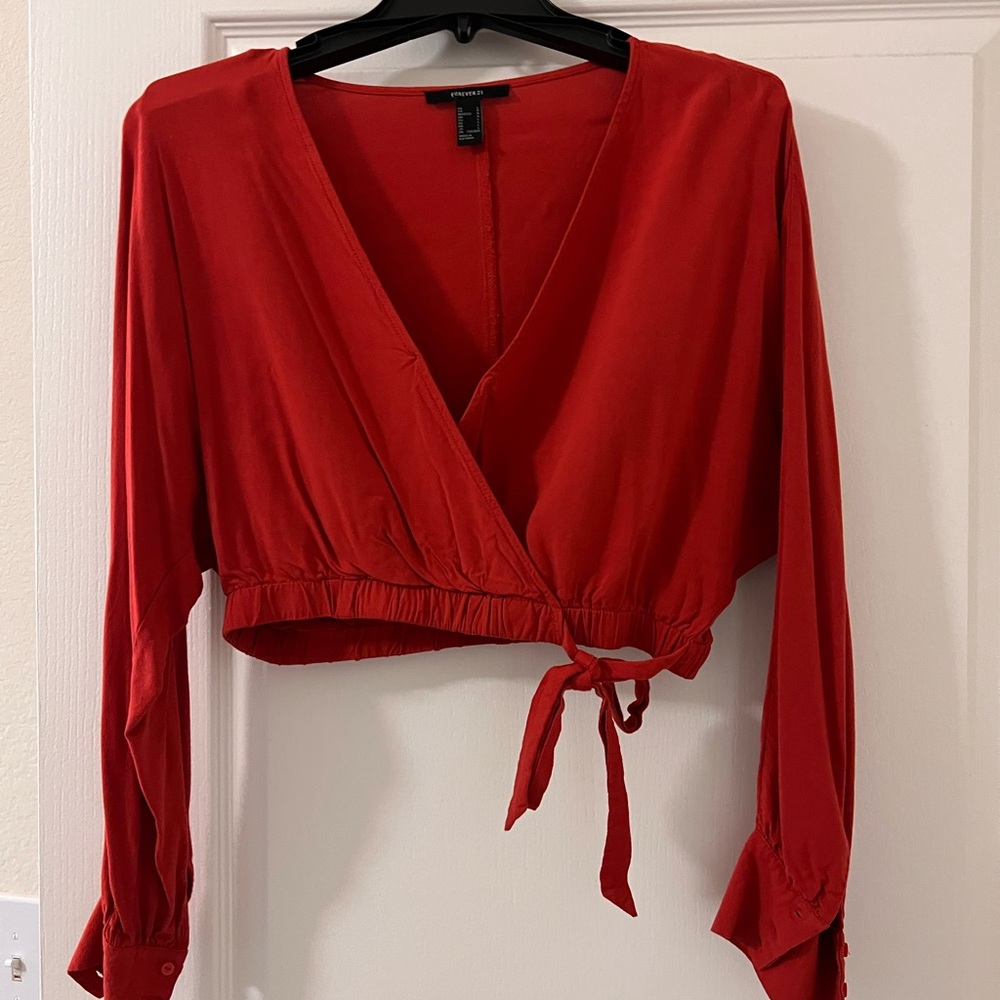 Forever 21 Vibrant Red Wrap Blouse